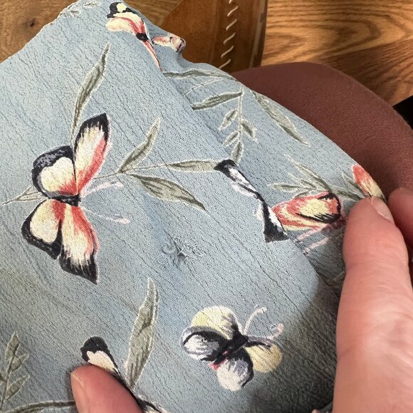 Vintage Butterfly Print Midi Maxi Skirt Pleated Romantic Whimsical Dainty Flowy - Picture 7 of 8